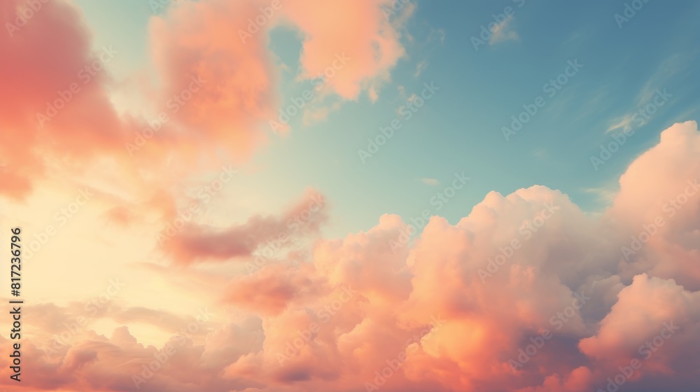 A vibrant sunset sky with clouds in various colors creating a vintage style background A vibrant sunset sky with clouds in various colors creating a vintage style background