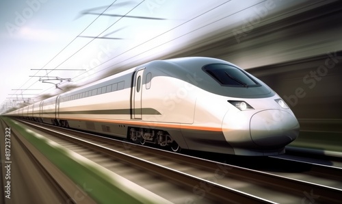 Long high-speed train moving fast