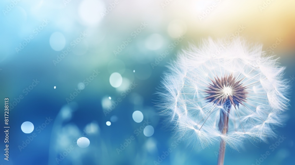 A vibrant artistic image of a dandelion flower surrounded by a hazy dream A vibrant artistic image of a dandelion flower surrounded by a hazy dream