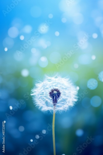 A vibrant artistic image of a dandelion flower surrounded by a hazy dream 
