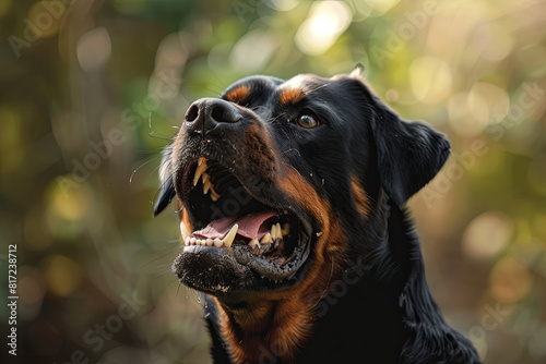 Aggressive Rottweiler barking mad 