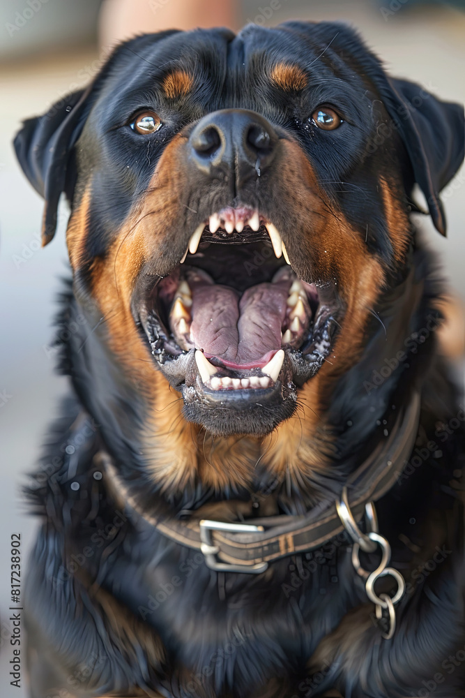 Fototapeta premium Aggressive Rottweiler barking mad 