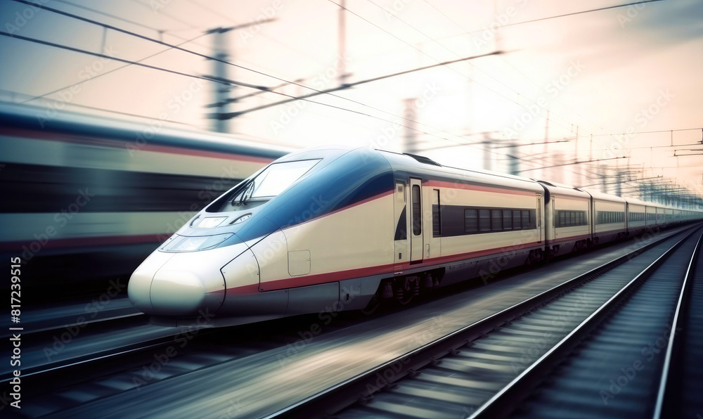 Long high-speed train moving fast Long high-speed train moving fast