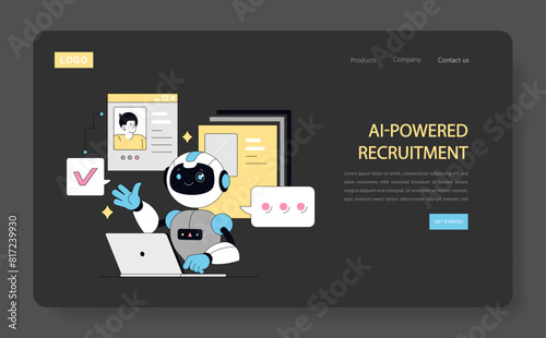 Using AI for Human Resources. Flat Vector Illustration