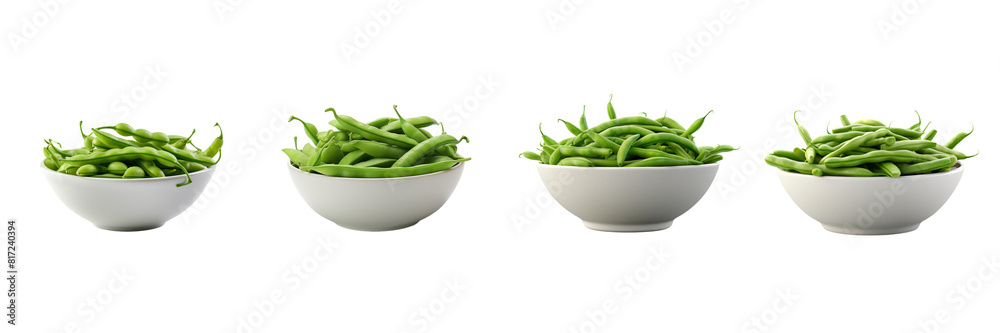 set of A bowl of grainy green beans on a transparent backgrounds set of A bowl of grainy green beans on a transparent backgrounds