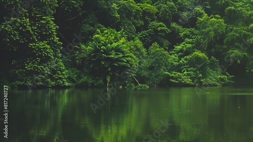 A peaceful lake surrounded by lush green forests