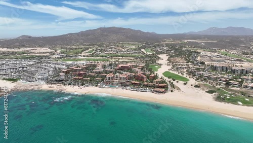 Aerial view of tropical beach with resorts in Cabo San Jose, Baja California Sur, Mexico photo