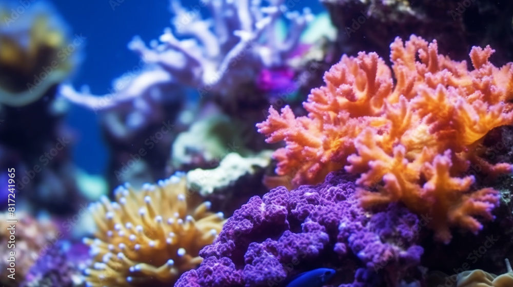Fototapeta premium Underwater Scene With Coral Reef And Exotic Fishes