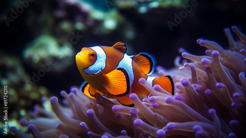 Underwater Scene With Coral Reef And Exotic Fishes