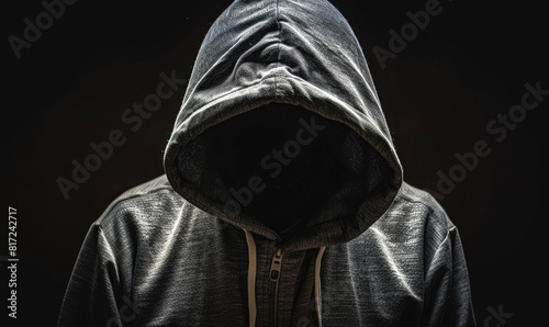 A no name person wearing a hoodie and we cannot see anything under the hood