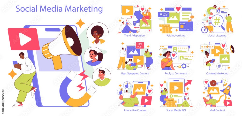 Social Media Marketing. Flat Vector Illustration