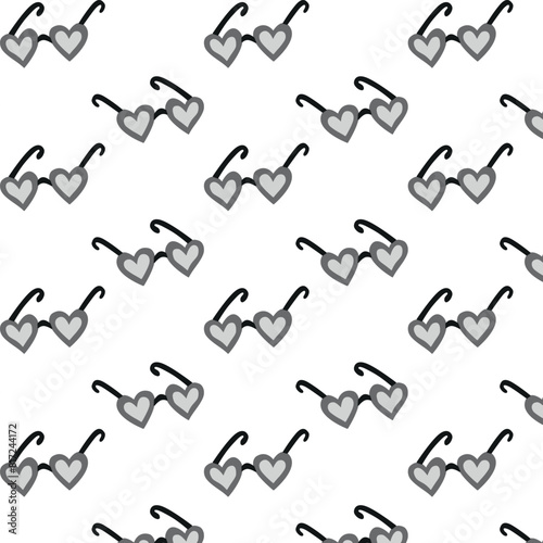 Doodle sunglasses pattern with vintage sunglasses. Cute black and white sunglasses pattern.