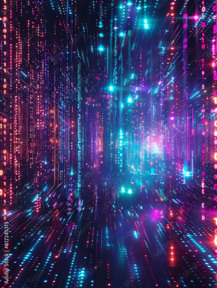 The technological cyberspace background of neon effect. AI technology generated image The technological cyberspace background of neon effect. AI technology generated image