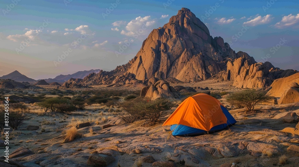 tent camping in the mountains