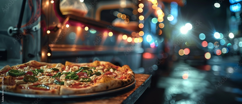 pizzeria pizza shop counter evening illumination pizzeria pizza shop counter evening illumination