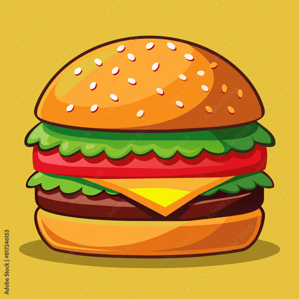 vector hamburger with meat and vegetable in cartoon style vector hamburger with meat and vegetable in cartoon style