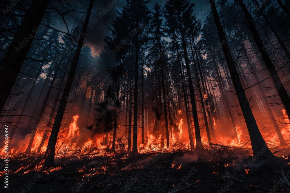 Naklejka premium forest fire burning fire disaster