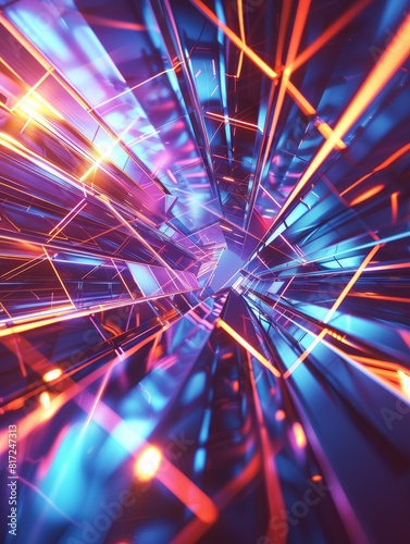 3D rendering  abstract geometric background  futuristic technology lines background and light effects