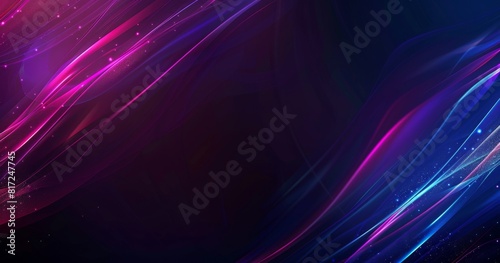 A dark gradient background with purple and blue gradients  light pink lines on the left side of the screen It has a dark black background  blurred edges Generative AI
