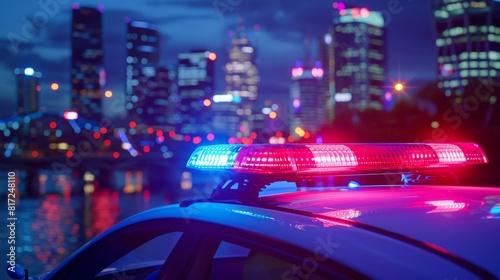 police car lights flasher america city