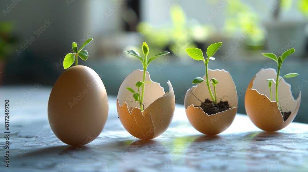 Utilizing eggshells to nurture seedling plants exemplifies the eco friendly principles of Montessori education promoting sustainability and a greener way of living Utilizing eggshells to nurture seedling plants exemplifies the eco friendly principles of Montessori education promoting sustainability and a greener way of living