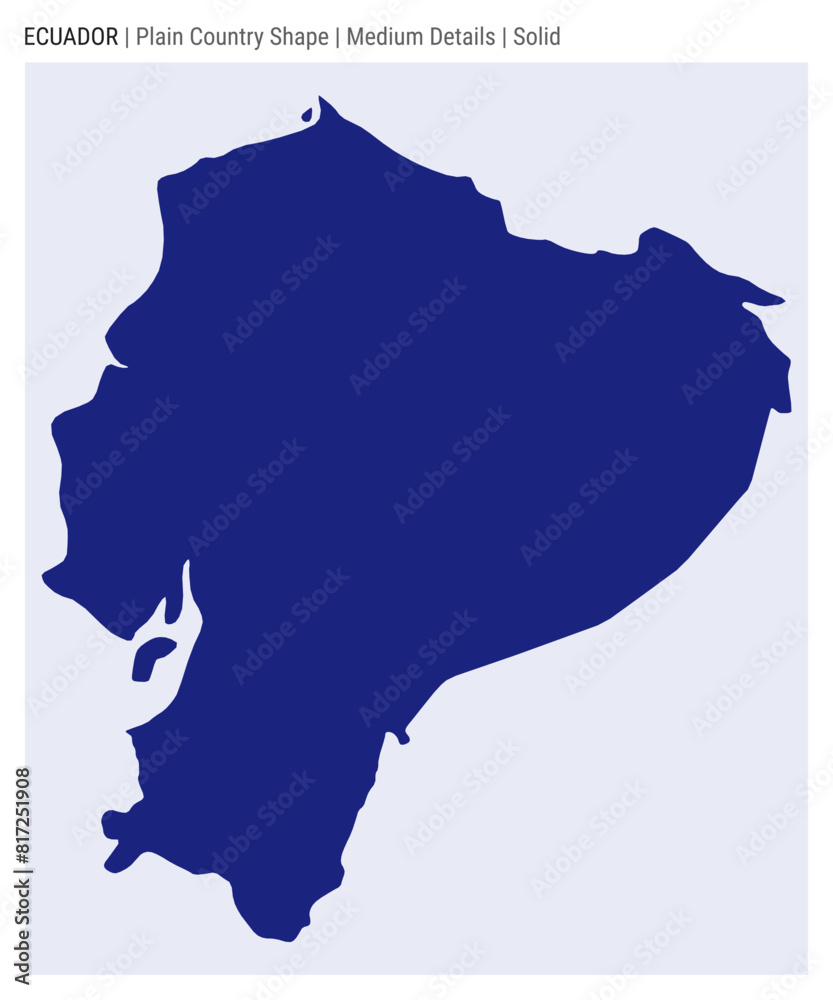 Ecuador plain country map. Medium details. Solid style. Shape of Ecuador. Vector illustration. Ecuador plain country map. Medium details. Solid style. Shape of Ecuador. Vector illustration.