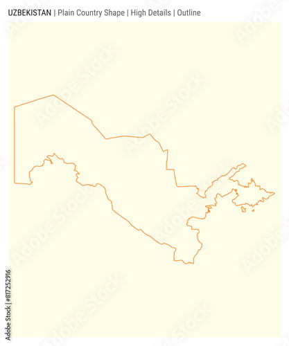 Uzbekistan plain country map. High Details. Outline style. Shape of Uzbekistan. Vector illustration.