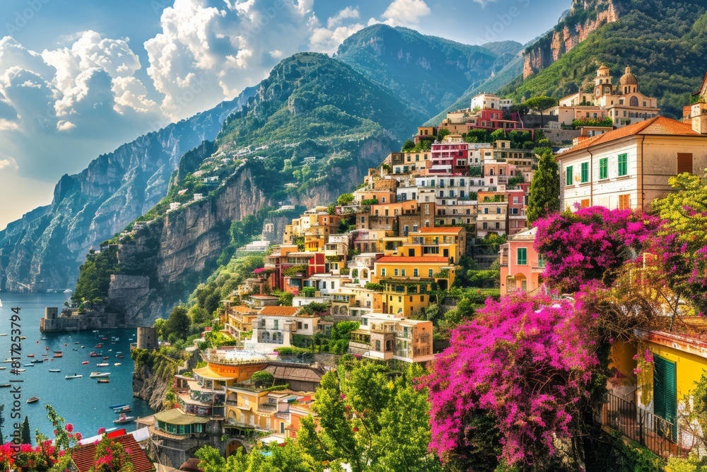colorful village in the mountains looking like Italian riviera colorful village in the mountains looking like Italian riviera