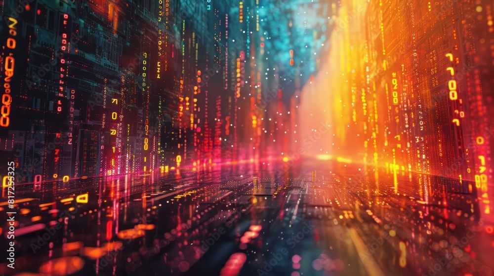 Binary code. Computer data. Virtual space. Binary code. Computer data. Virtual space.