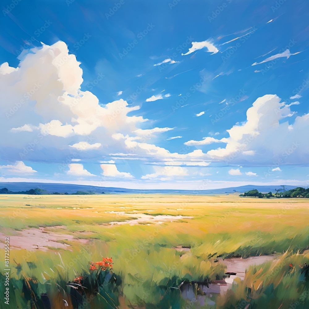 Fototapeta premium Landscape painting in daylight