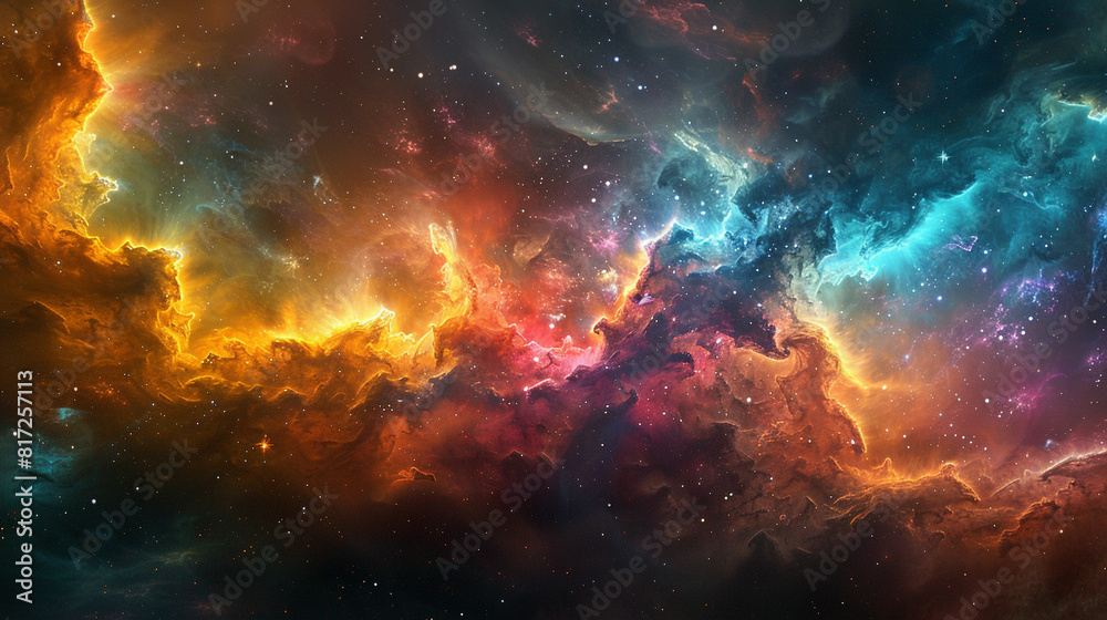 Breathtaking Landscape Photo of a Colorful Space Nebula Capturing the Vibrant Beauty and  Wonders of the Cosmos