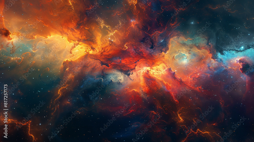 Breathtaking Landscape Photo of a Colorful Space Nebula Capturing the Vibrant Beauty and  Wonders of the Cosmos