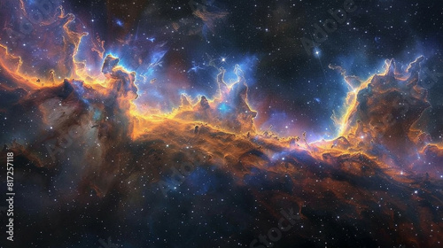 Breathtaking Landscape Photo of a Colorful Space Nebula Capturing the Vibrant Beauty and  Wonders of the Cosmos