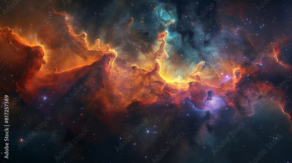 Breathtaking Landscape Photo of a Colorful Space Nebula Capturing the Vibrant Beauty and  Wonders of the Cosmos