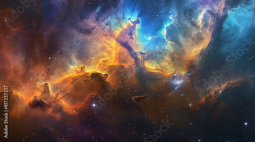 Breathtaking Landscape Photo of a Colorful Space Nebula Capturing the Vibrant Beauty and Wonders of the Cosmos