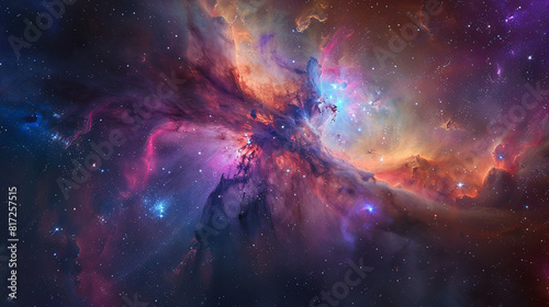 Breathtaking Landscape Photo of a Colorful Space Nebula Capturing the Vibrant Beauty and  Wonders of the Cosmos