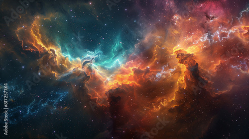 Breathtaking Landscape Photo of a Colorful Space Nebula Capturing the Vibrant Beauty and Wonders of the Cosmos