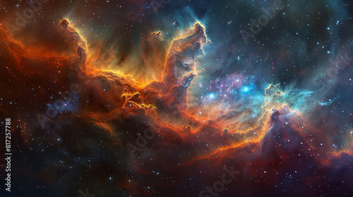 Breathtaking Landscape Photo of a Colorful Space Nebula Capturing the Vibrant Beauty and Wonders of the Cosmos