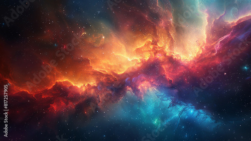 Breathtaking Landscape Photo of a Colorful Space Nebula Capturing the Vibrant Beauty and  Wonders of the Cosmos