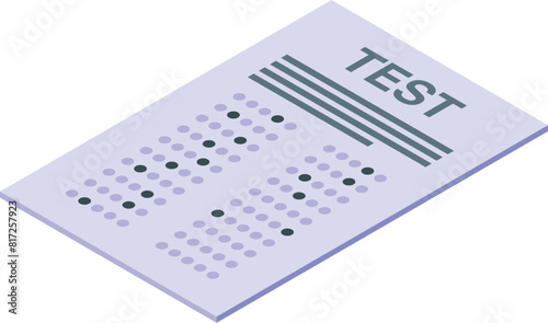 Isometric vector of a standardized test answer sheet with multiplechoice bubbles photo