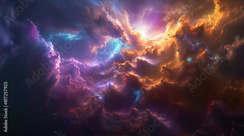 Breathtaking Landscape Photo of a Colorful Space Nebula Capturing the Vibrant Beauty and  Wonders of the Cosmos