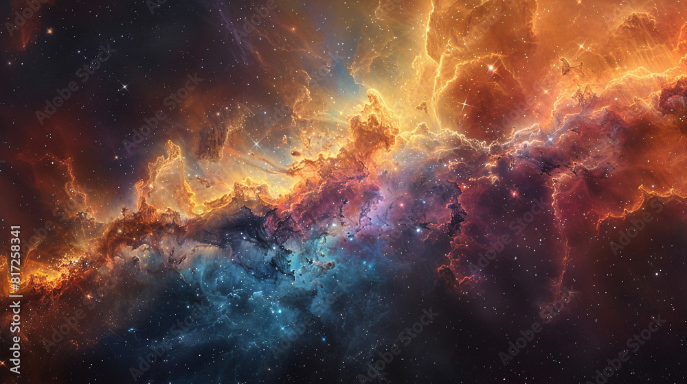 Breathtaking Landscape Photo of a Colorful Space Nebula Capturing the Vibrant Beauty and  Wonders of the Cosmos