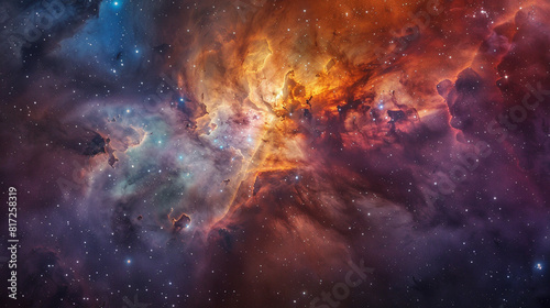 Breathtaking Landscape Photo of a Colorful Space Nebula Capturing the Vibrant Beauty and  Wonders of the Cosmos