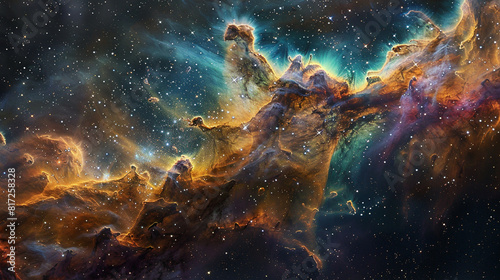 Breathtaking Landscape Photo of a Colorful Space Nebula Capturing the Vibrant Beauty and Wonders of the Cosmos