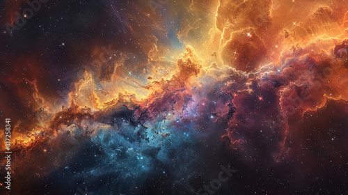 Breathtaking Landscape Photo of a Colorful Space Nebula Capturing the Vibrant Beauty and  Wonders of the Cosmos