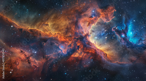 Breathtaking Landscape Photo of a Colorful Space Nebula Capturing the Vibrant Beauty and Wonders of the Cosmos