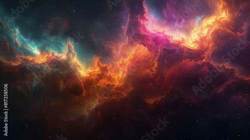 Breathtaking Landscape Photo of a Colorful Space Nebula Capturing the Vibrant Beauty and Wonders of the Cosmos