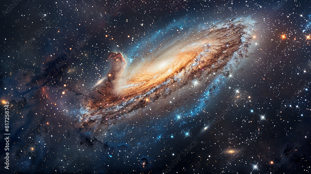 Fototapeta premium Stunning Landscape Photo of a Majestic Galaxy Capturing the Awe-Inspiring Beauty and Vast Wonders of the Cosmos in Vivid Detail