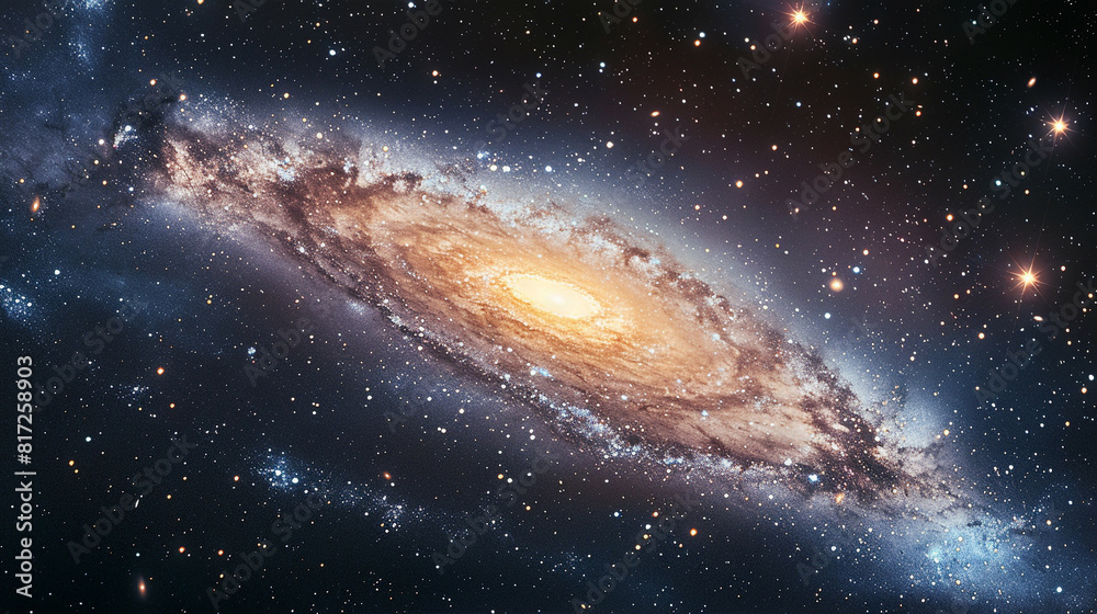 Fototapeta premium Stunning Landscape Photo of a Majestic Galaxy Capturing the Awe-Inspiring Beauty and Vast Wonders of the Cosmos in Vivid Detail