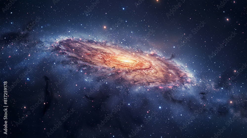 Fototapeta premium Stunning Landscape Photo of a Majestic Galaxy Capturing the Awe-Inspiring Beauty and Vast Wonders of the Cosmos in Vivid Detail